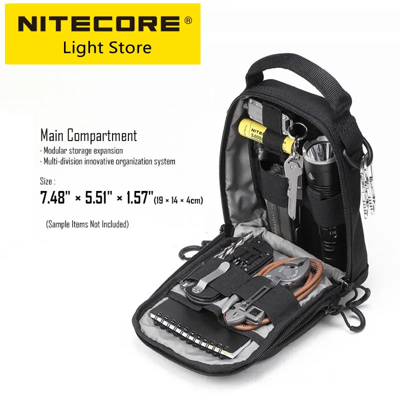 Imagem -05 - Nitecore Bolsa de Bolso para Homens e Mulheres Bolsa de Sling Preto Bolsa Tática Sistema de Molle Crossbody Cintura s Nylon Nup10 Nup20 1000d