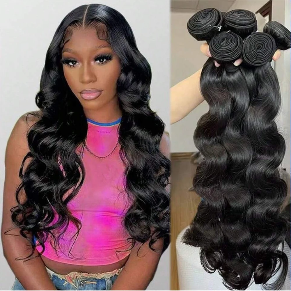 New Styles For Spring And Summer Wedding Festival Wholesale Indian Body Wave Human Hair Bundles With Lace Closure Frontal 20 22 24+18 Inch Real Virgin Remy Hair Weave Natural Color Hair Extensions Cuticle Aligned Remy Hair Weft Weave For Black Women view 3