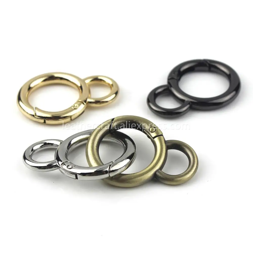 Metal Double Circle Snap Hook Spring Gate O Ring Trigger Clasps for Leather Craft Bag Strap Belt Connecting Hardware Accessory