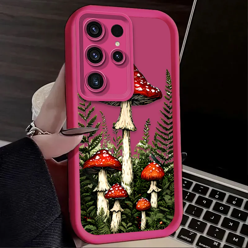 Custodia morbida estetica fungo per Samsung Galaxy S24 S25 S23 Ultra S22 S21 Plus FE A36 A56 A26 A16 A06 A15 A25 A35 A55 5G