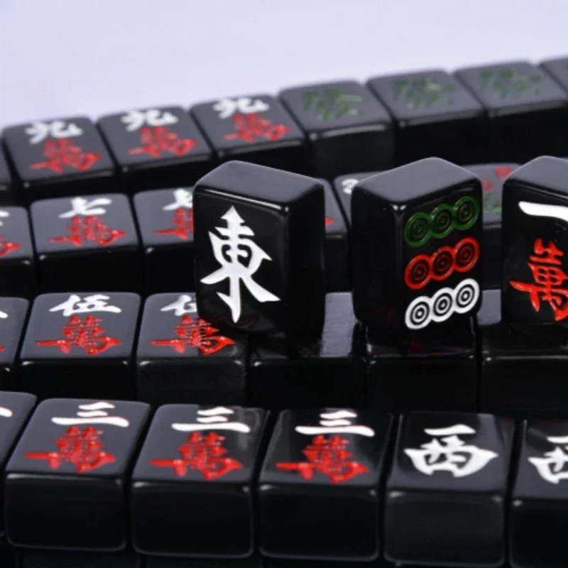 Black Gold Mahjong Standard Set Full Size Large Cute Quality Chinese Traditional Family Games Ajedrez Chess Decoration