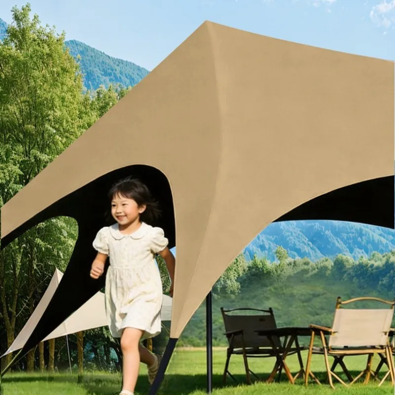 Rainproof Rapid Setup Shelters Foldable Portable Tarp Vinyl Fabric Canopy Large Space Reinforced Outdoor Camping Sun Shelter