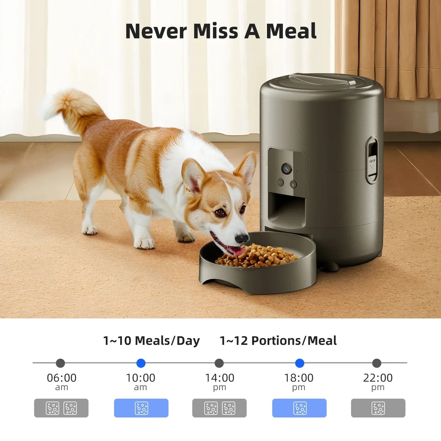 2L with Camera Pets Feeder Intelligent Timing and Quantitative Remote Feeding Automatic Smart Feeder Dog Cat Food Dispenser