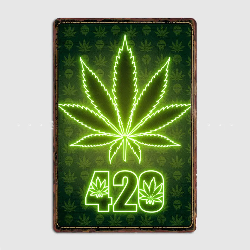 420 weed Neon Sign Metal Sign Poster Garage Room Wall Decoration Cinema Living Custom Tin Vintage Home Decor