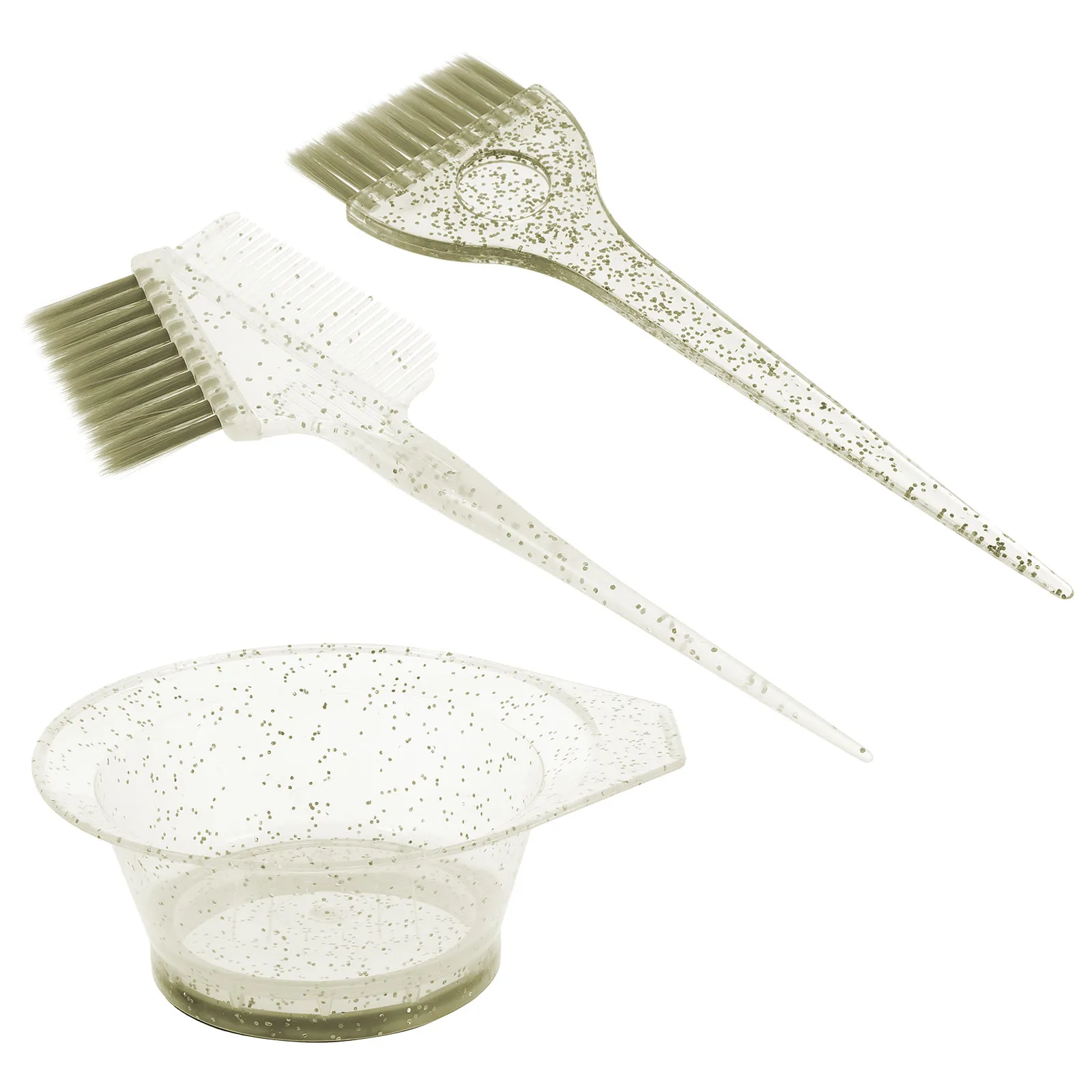 

Набор для окрашивания волос: профессиональный комплект с кистью и чашей, обеспечивающий равномерное нанесение краски, с щетиной для равномерного распределения и мерной шкалой на чаше для смешивания.