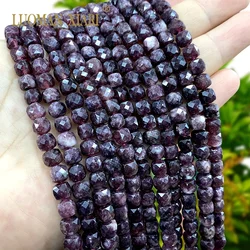 7x7MM Faceted Cube Natural Stone Dark Red Garnet Chalcedony Loose Square Spacer Bead for Jewelry Making Diy Bracelet Accessories