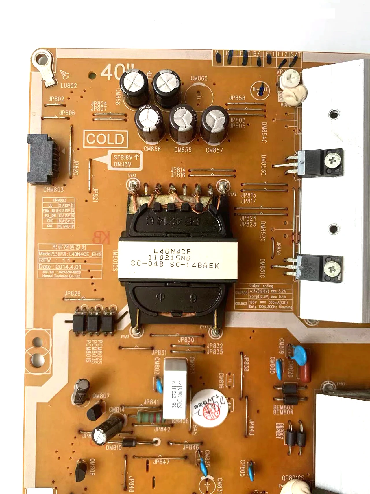 La carte d'alimentation d'origine BN44-00758A L40N4CE _ EHS a été testée pour fonctionner correctement, applicable aux téléviseurs LCD UA40HU5900J UA40HU5920J TV