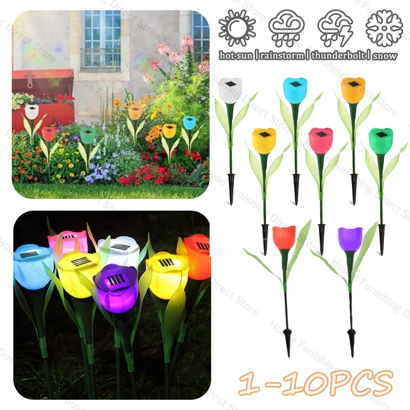 

Tulip Lawn Lamp LED Outdoor Landscape Lights Solar Lamp Outdoor Solar Tulip Flowers Solar Driveway Lights Walkway Garden Lamp