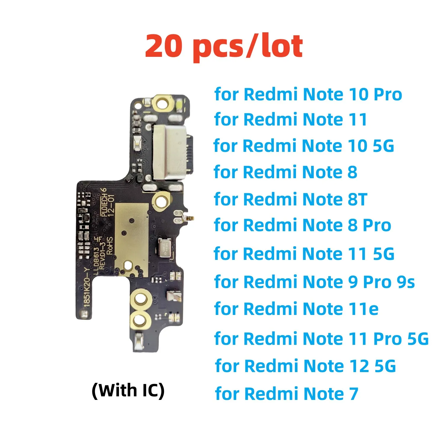 

20 Pcs/Lot, USB Charger Dock Connector Flex Cable For Redmi Note 7 8 9 10 11 M3 Pro 12 5G 11e 8T 9s Charging Board Plug Port