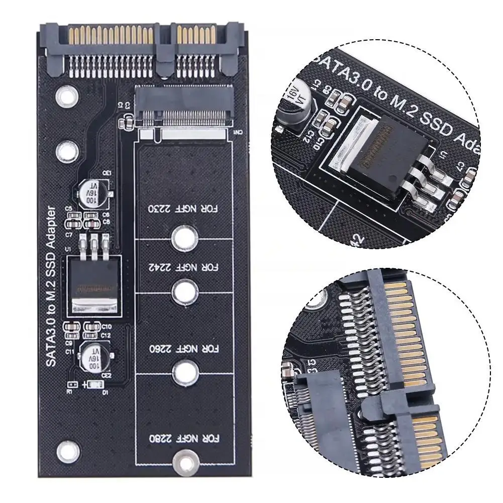 M2 To SATA3 Adapter Card High Efficiency SATA M2.SSD Convert Adapter Card NVME SSD Upgraded SATA 6 Gbps NGFF Adapter