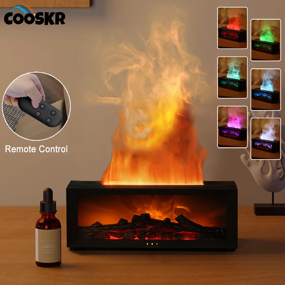 

Air Humidifier Essential Oil Diffuser Aroma Humidifiers with LED Light Simulation Colorful Flame Mist Difusor For Home Bedroom