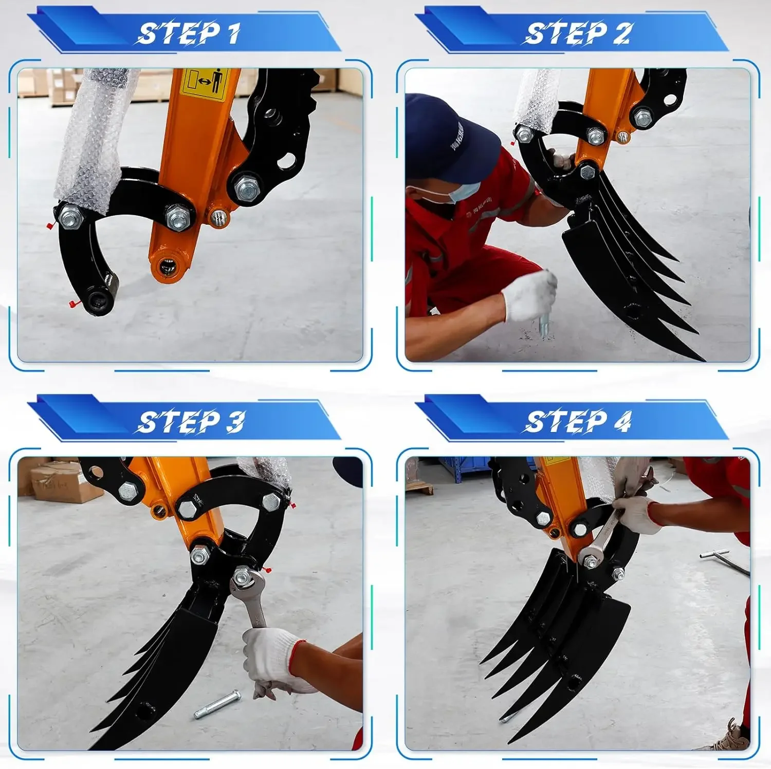 Rechenaufsatz für Minibagger, breiter Baggerrechen aus Metall zum Lösen und Entfernen von Oberflächenbodenmaschinen