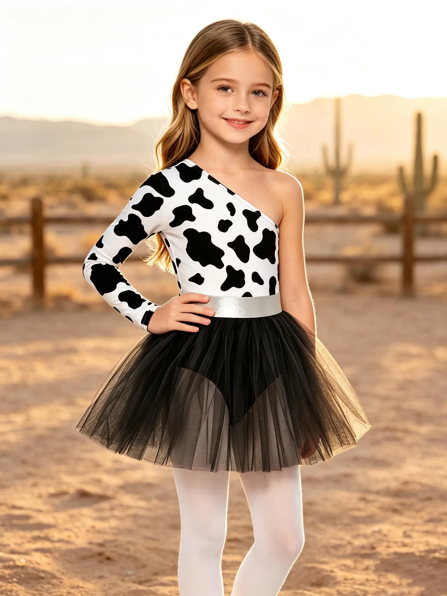 Girls Native America Princess Caveman Costumes Child Leopard Print Metallic Tulle Leotard Dress for Halloween Stage Performance