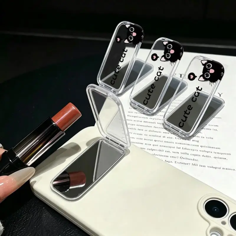 Anti-drop Phone Grip Cute Bow Design Built-in Makeup Mirror Foldable Kickstand for Girls Travel Makeup Use