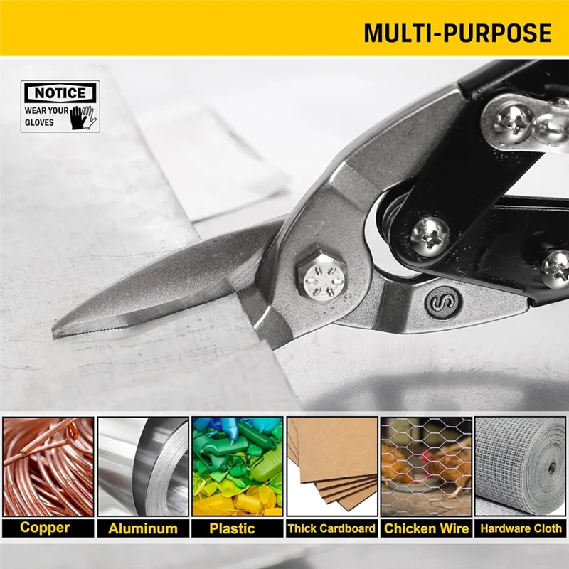 

【Must-Haves】10-дюймовые авиационные ножницы для резки металла, сверхмощные ножницы для резки листового металла, прямой вырез, хром-ванадиевый ул