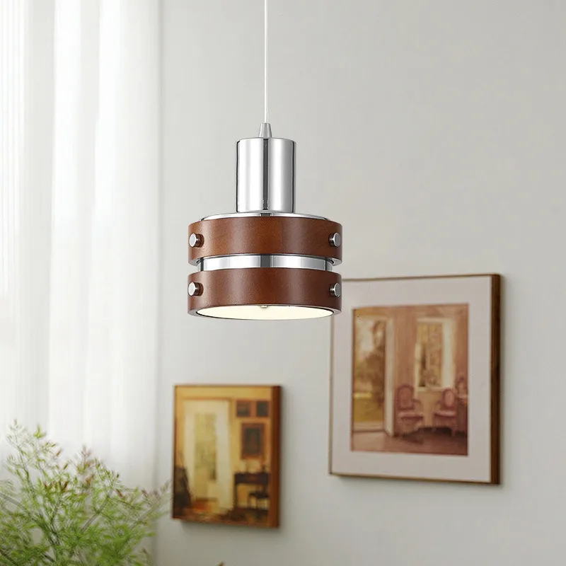Retro solid wood bedside chandelier, design sense medieval wabi-sabi wind restaurant desk cafe bar hanging line lamp