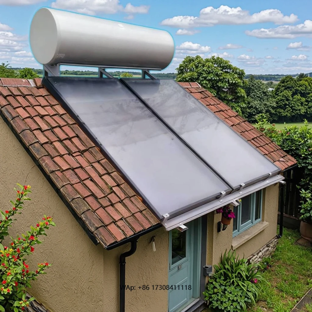 200L Split Outdoor Flat-Plate Solar Water Heater Pressurized Enamel-Lined Inner Tank Energy Saving Garage Direct-Plug