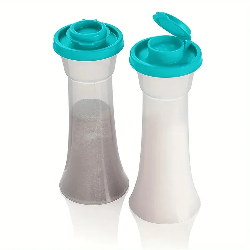 2pcs Plastic Salt and Pepper Shakers with Lids, Moisture-Proof Seasoning Bottles for Kitchen, Dining Room, Cooking Supplies