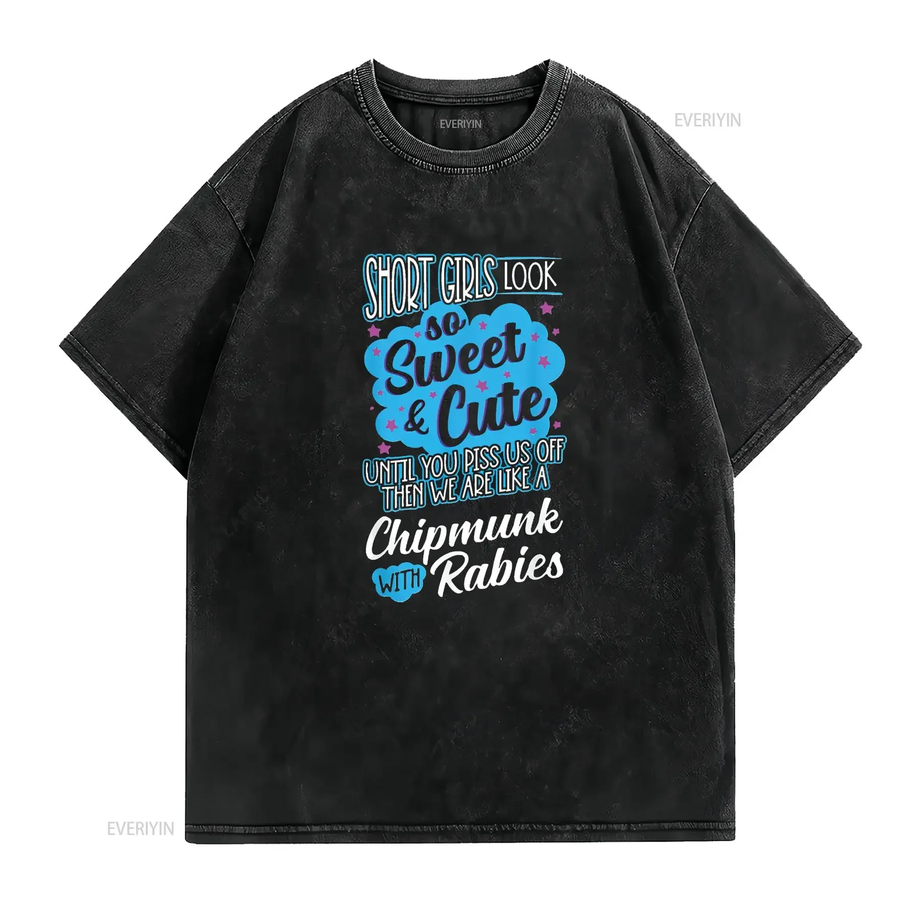 Womens Short Girls Look So Sweet Cute Until You Piss Us Off Funny T Shirt Black Medium vintage Washed Stretched homme Soft