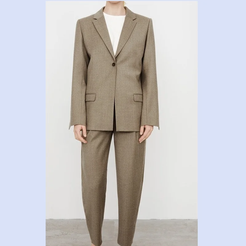Swedish niche wool flannel British style texture silhouette casual suit jacket for women view 2