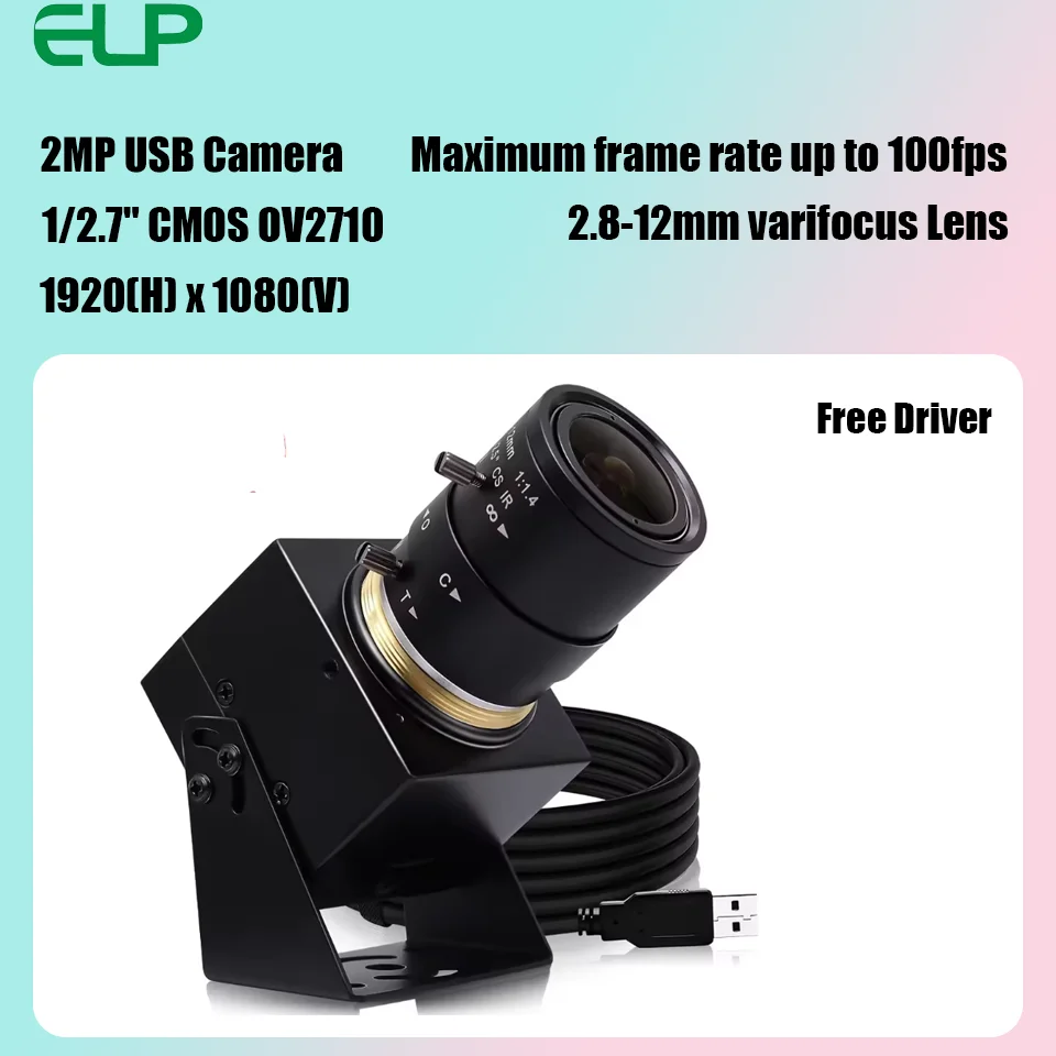 ELP 2MP 1080P Zoom Webcam 2.8-12mm Wide Angle Varifocal Lens USB Computer Camera for Video Conference & Raspberry Pi/Mac/Windows