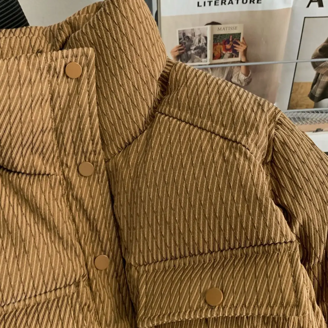 Chaqueta acolchada de algodón para mujer, parka gruesa con bolsillos grandes, ropa de abrigo Vintage de gran tamaño, invierno, 2023