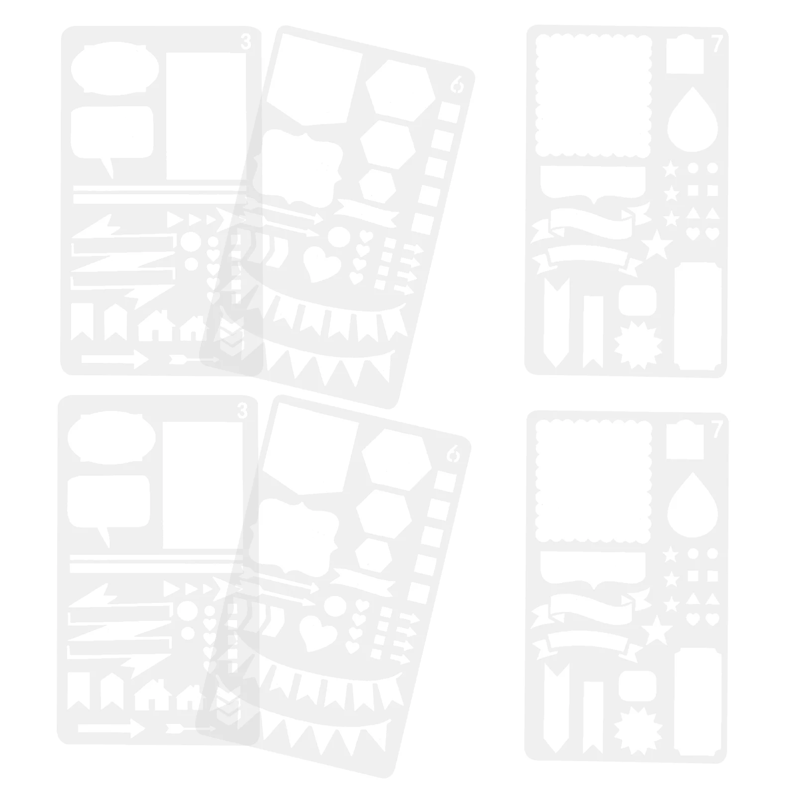 6Pcs Plastic Planner Stencils Hollow-Out Design Templates for DIY Painting Journal Drawing Graffiti Craft Supplies