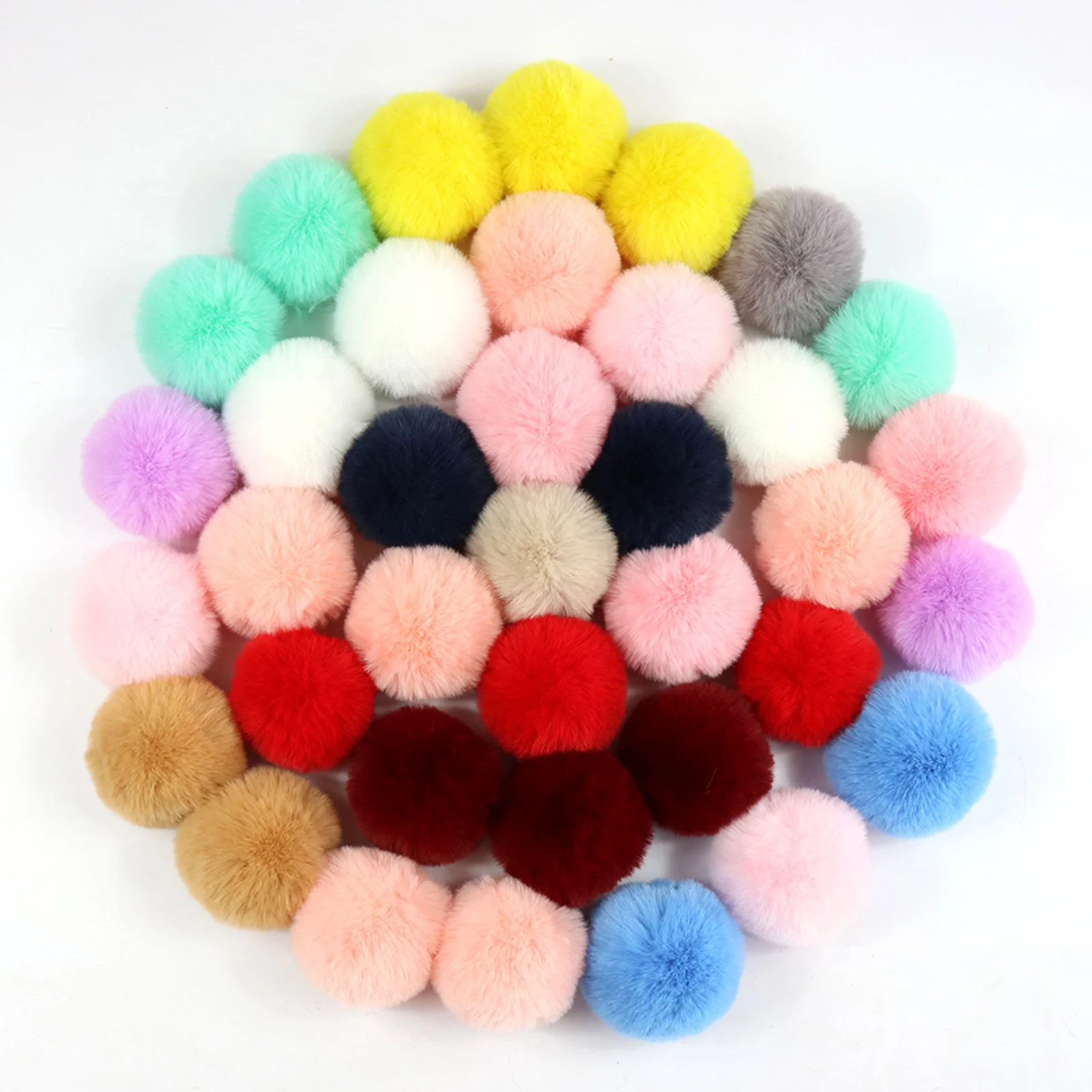 4cm 5cm Multicolor Soft Pom Pom Ball With Rubber Band DIY Handmade Craft Materials Clothing Scarf Women Sewing Accessories,10pcs