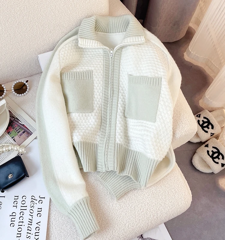 

Advanced and Lazy Style Soft and Glutinous Knitted Sweater Coat New Design Feeling Slim Cardigan Top