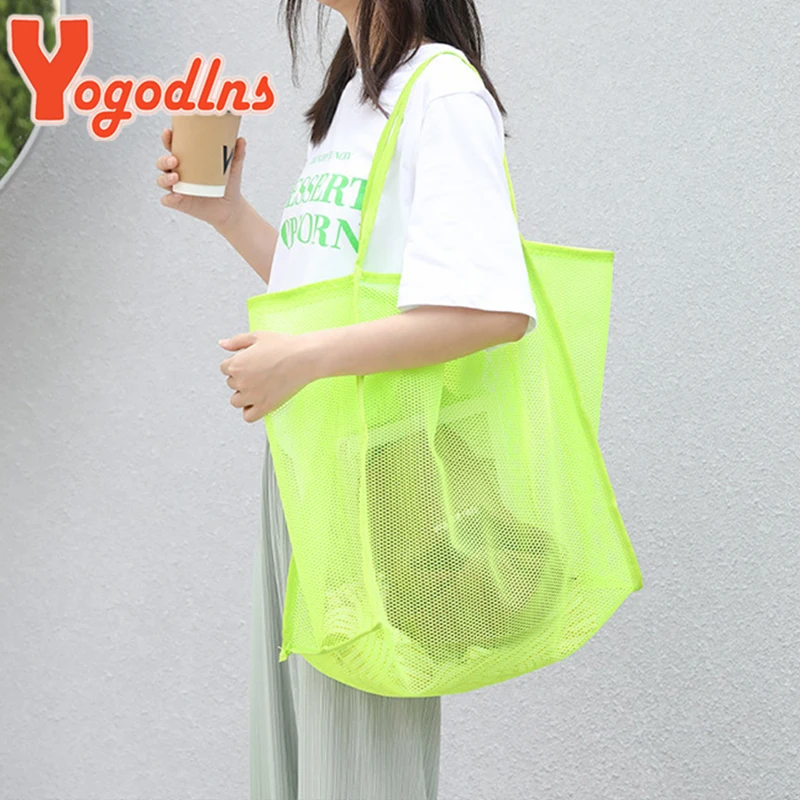 Literary Mesh Hollow Out Tote Bag For Women Summer Beach Bag Handbag Large Capacity Shoulder Bag Student Bookbags sac