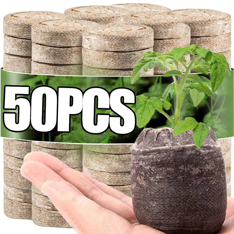 50/10x 부직포 심기 묘목 블록 냄비 식물 씨앗 스타터 홈 정원 씨앗 파종 발아 문화 기판