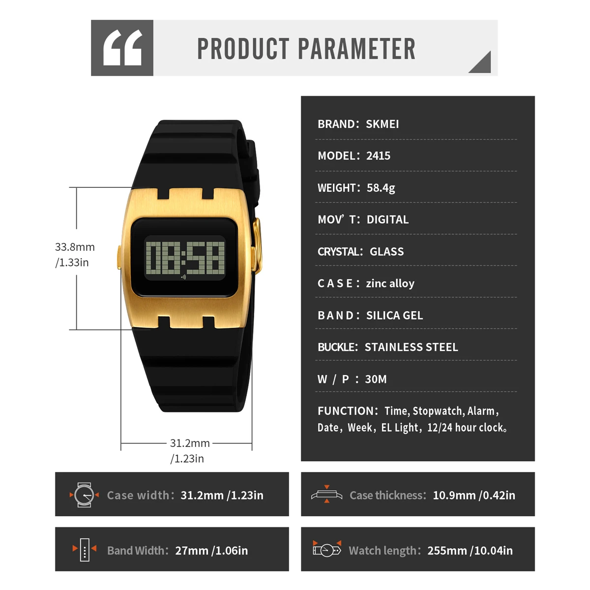 SKMEI Casual Waterproof Electronics Watches Sports Digital Wristwatch For Mens Women Students LED Display Shockproof Watch Reloj