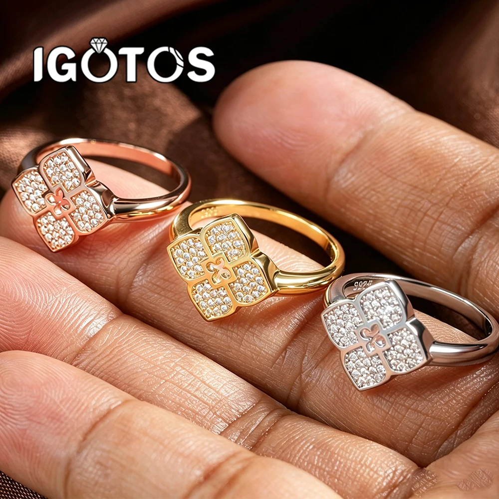 Four-leaf Clover Moissanite Engagement Rings for Women S925 Silver Plated 18k Gold Lab Diamond Wedding Universary Fine Jewelry
