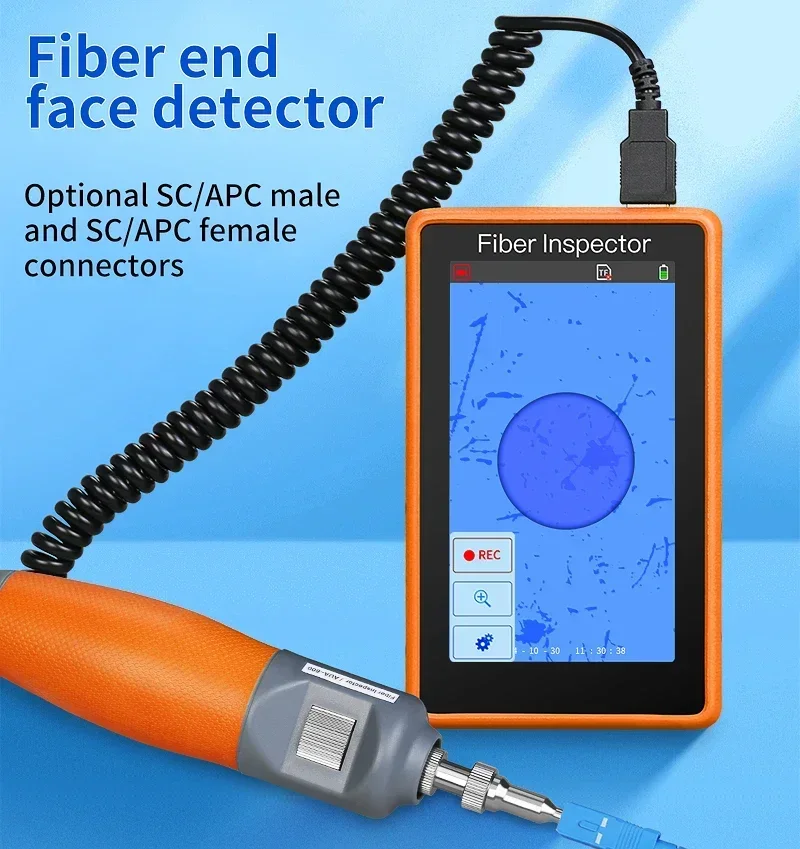 Comptyco AUA-600 limpador de fibra óptica 400x microscópio de fibra óptica 5 polegadas hd tela sensível ao toque sonda de inspeção detector facial de extremidade de fibra