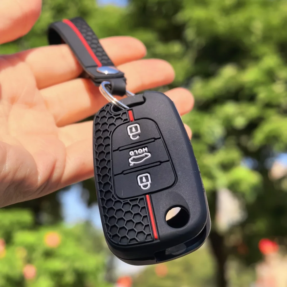 Silicone Car Key Cover for Hyundai i10 i20 ix20 i30 ix35 for Kia Ceed Soul Sportage Venga Keychain Lanyard