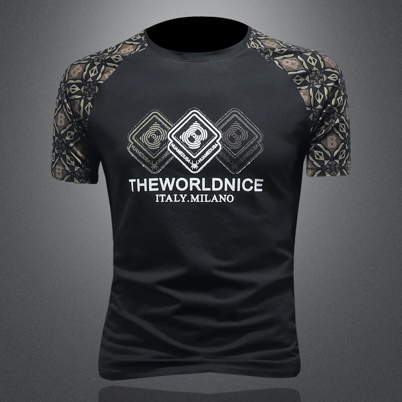 

Summer Trendy Letter Print Short Sleeve T-shirts Luxurious Retro Casual Round Necked T-shirt Social Streetwear Versatile Tops