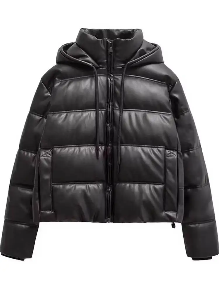 Nouveau automne hiver femmes trajet simili cuir chaud Thi Long Sve à capuche coton Jaet vêtements d'extérieur 30234 coréen Sle Loo...