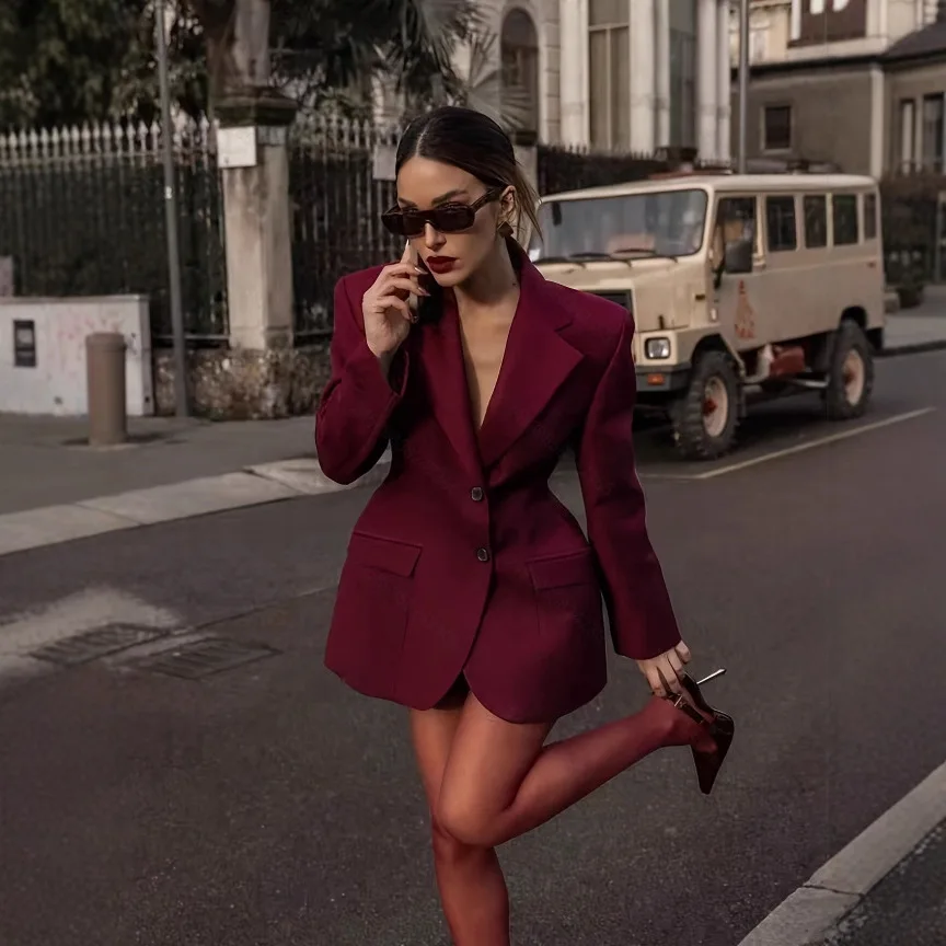 Blazer women 2026 OL Elegant suitable business casual commuting autumn solid color long sleeve ladies suit women's clothing