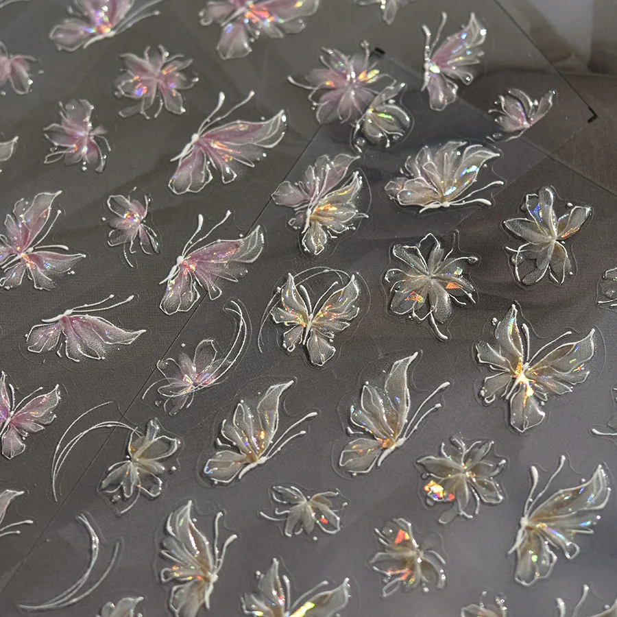 Glitzernde Schmetterlings-Nagelkunst-Aufkleber im japanischen Retro-Stil, selbstklebende Nageldekorationen, Abziehbilder, DIY-Zubehör, Kalko Vajки Mohamed