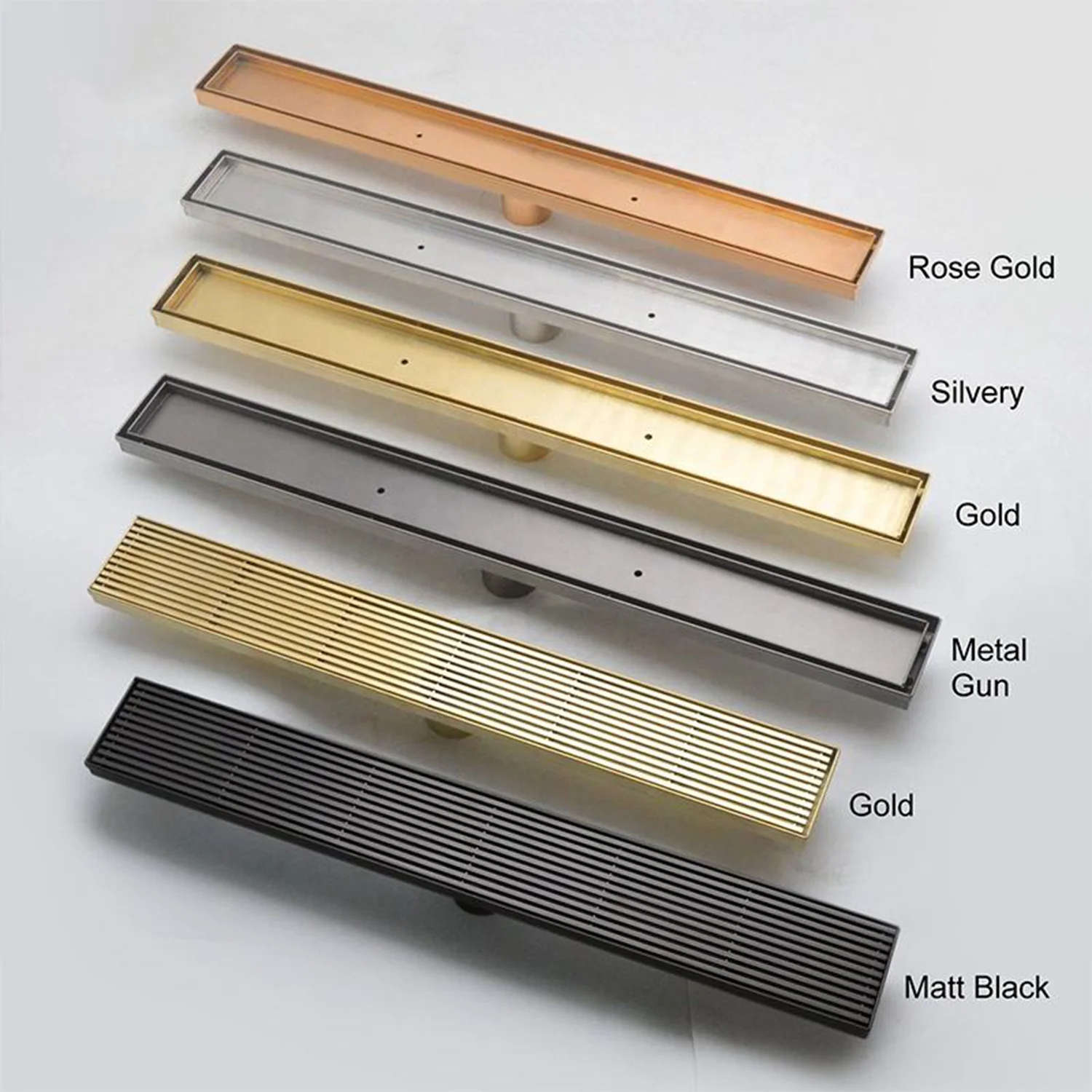 wholesale stainless steel 304 brushed 24 inches long bathroom linear drain invisible vertical outlet shower floor drain