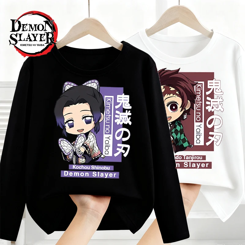 

Demon Slayer Long Sleeves Boy Girl Anime Cartoon Print Base Layer Shirt Fashion Tees Children Tops Autumn Clothing Birthday Gift