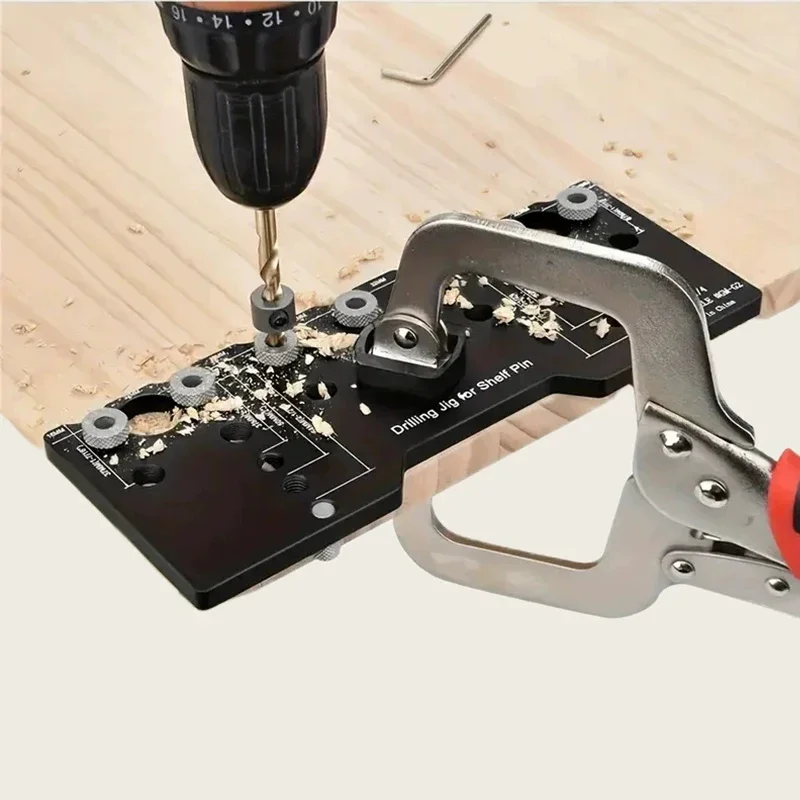 Shelf Pin Jig 1/4 Inch Aluminum Alloy Shelf Pin Drilling Jig Drill Guide For Straight Holes Hardware Template Woodworking Tools