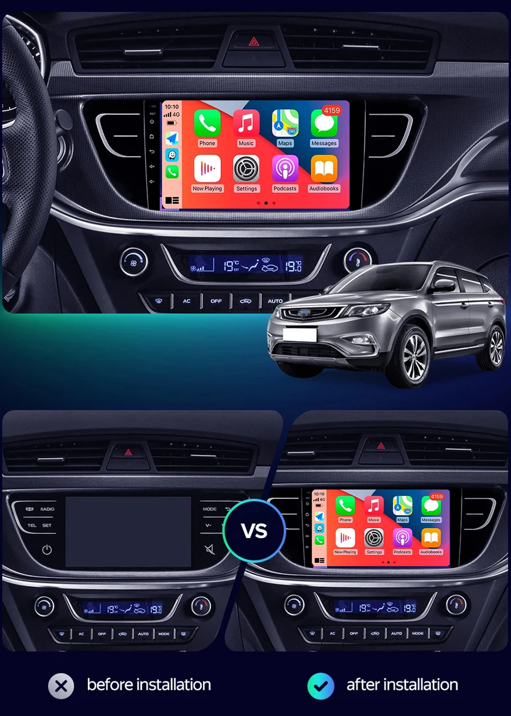 For Geely Emgrand X7 Sport Atlas NL-3 2016 - 2020 Android 16 Carplay Auto 2K Screen Car Radio Multimedia Player WIFI+4G Autoradi