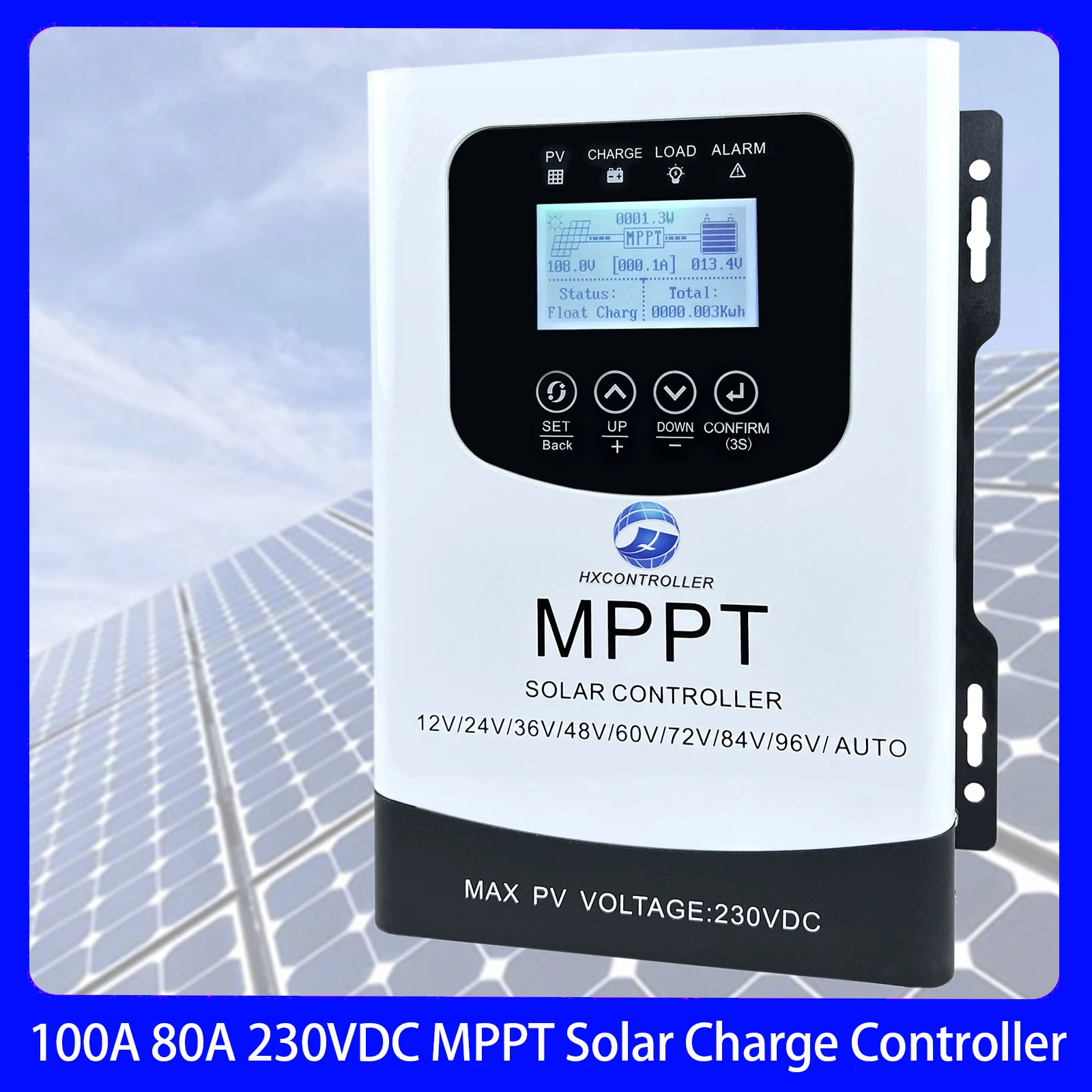 

12V 24V 48V 60V 72V 96V 100A MPPT Solar Charge Controller 230VDC 9600W Solar Panel Charging Regulator 60A 80W Support WIFI