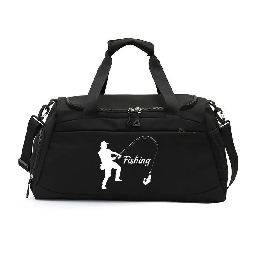 

Dry Wet Separation Bags Fishing Pattern Printed Basketball Yoga Sports Bag Waterproof Multifunctional Wear-resistant Swimming