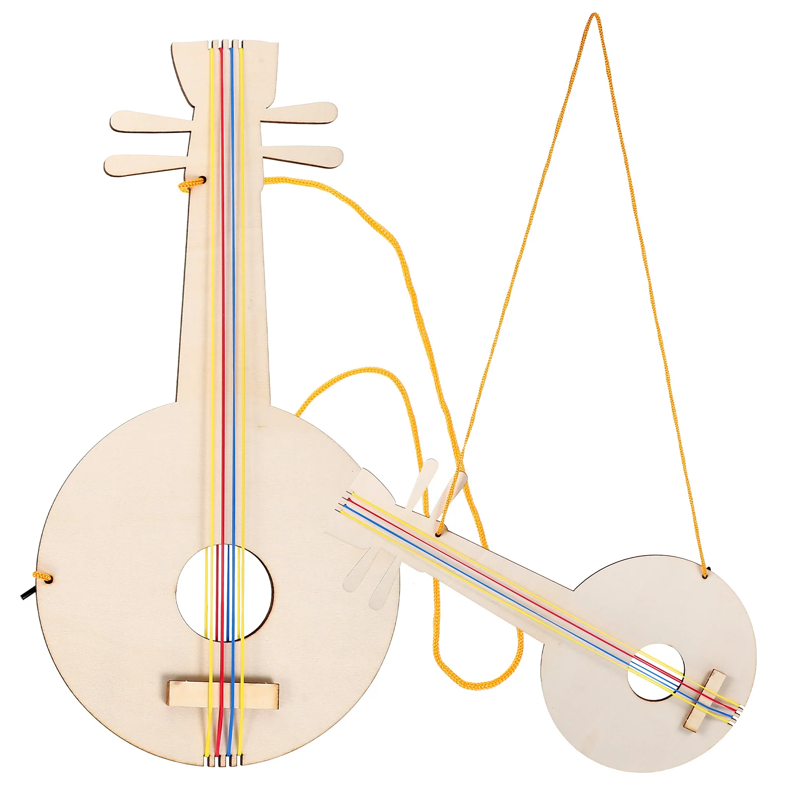 Guitarra de madera DIY, artesanía sin terminar, duradera, resistente, fácil montaje, mejora la imaginación de los niños, pintura, juguete de guitarra sin terminar, 2 uds.