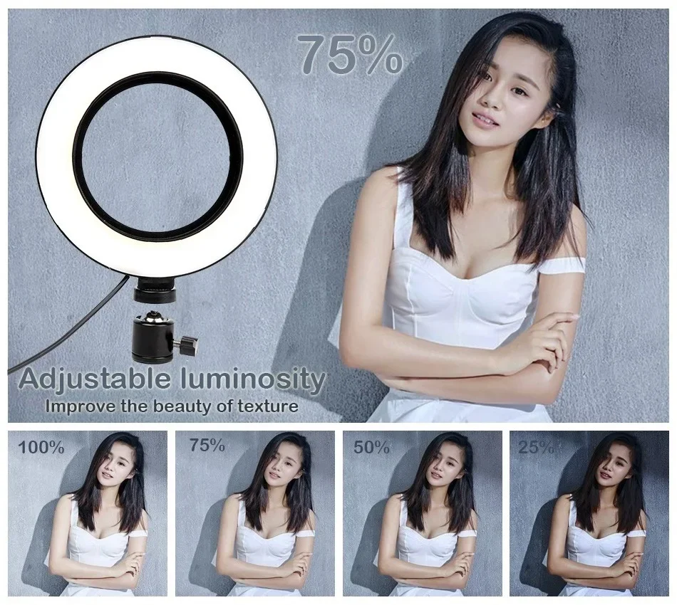 Anillo De Luz LED RGB regulable Para Selfie, lámpara De relleno con trípode Para maquillaje, vídeo en vivo, Aro De Luz Para Celular