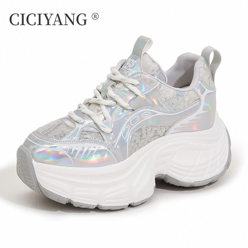 

CICIYANG Sneakers for Women Chunky Platform 2024 Summer New High Heels Girl Casual Breathable Dad Shoes Mesh Sandals Women