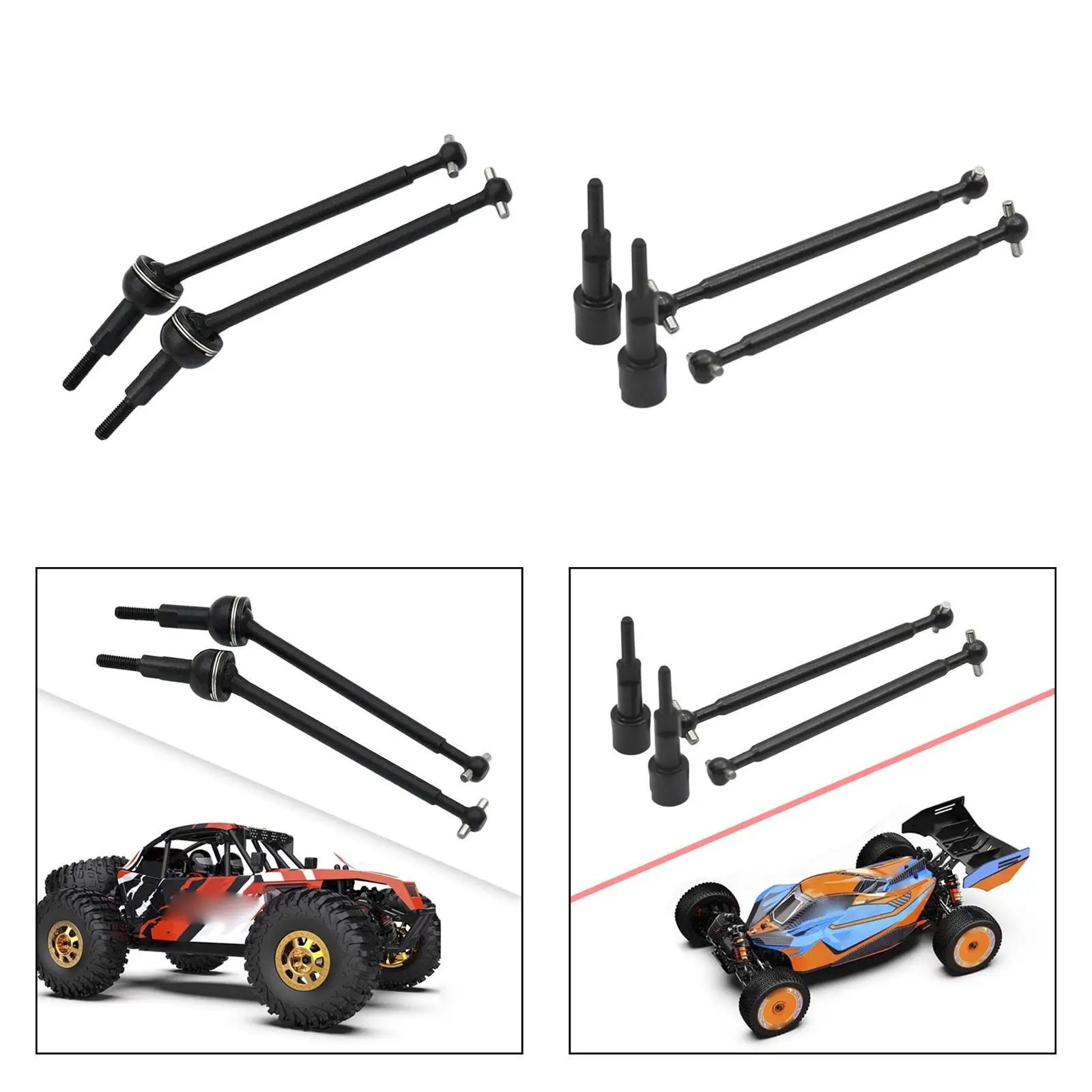 2x 1/12 RC Set di alberi di trasmissione per auto Assi di ricambio in acciaio per veicoli RC per AM D12 Pezzi di ricambio Modello di auto RC Accessorio fai da te Facile da installare