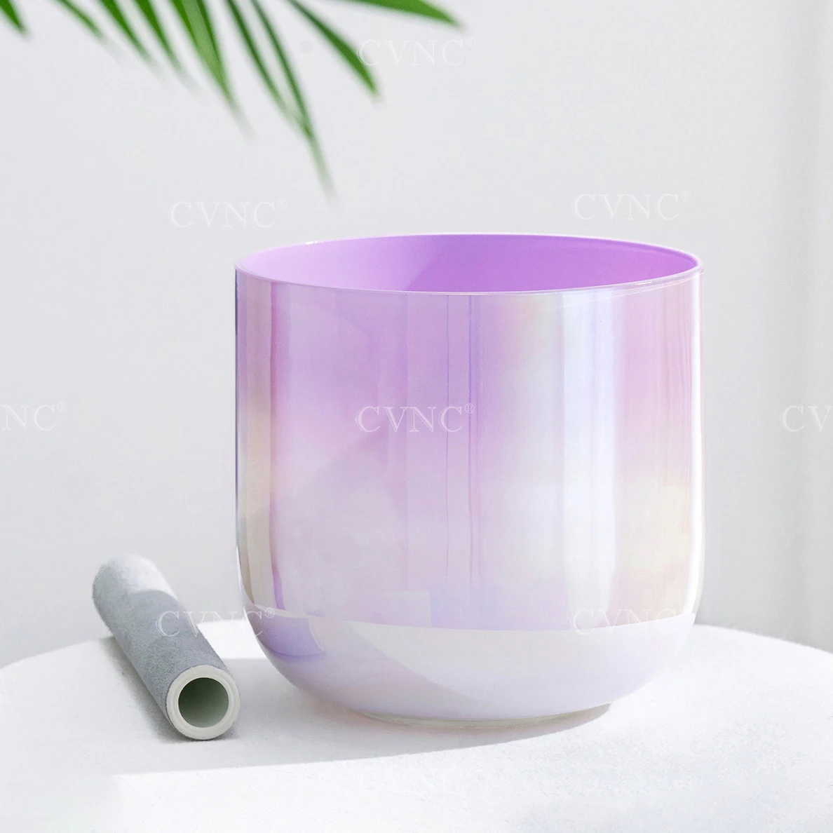 CVNC 6 Inch Dream Purple Nebula Color Alchemy Clear Quartz Crystal Singing Bowl for Sound Healing and Meditation with Mallet